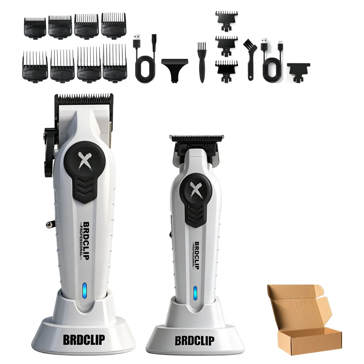 BRDCLIP New White Professional FA1C-T-609 Barber Hair Clipper Set Men's 10000RPM Electric Shaver Hair Trimmer Barbershop Tools