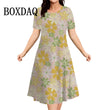 Women's Summer Floral Print Short Sleeve Dress 2026 New Fashion Plus Size Loose Casual Retro Women's Mini Dress 9XL Clothing