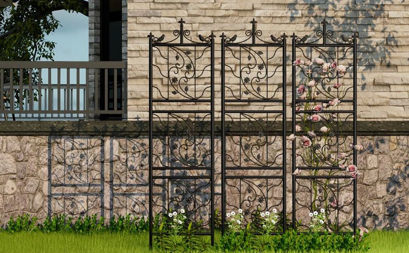 Metal Garden Trellis Tall Plant Climbing Fence for Vegetables Grapes and Flowers