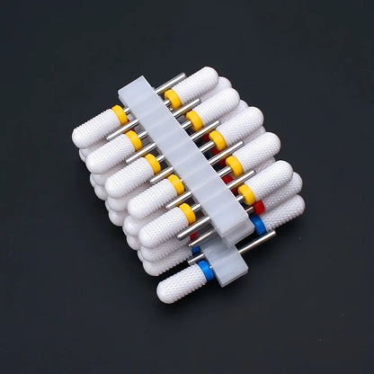 10pcs Ceramic Nail Drill Bits Set, Electric Manicure & Pedicure Milling Cutter, For Nail Polishing Machine