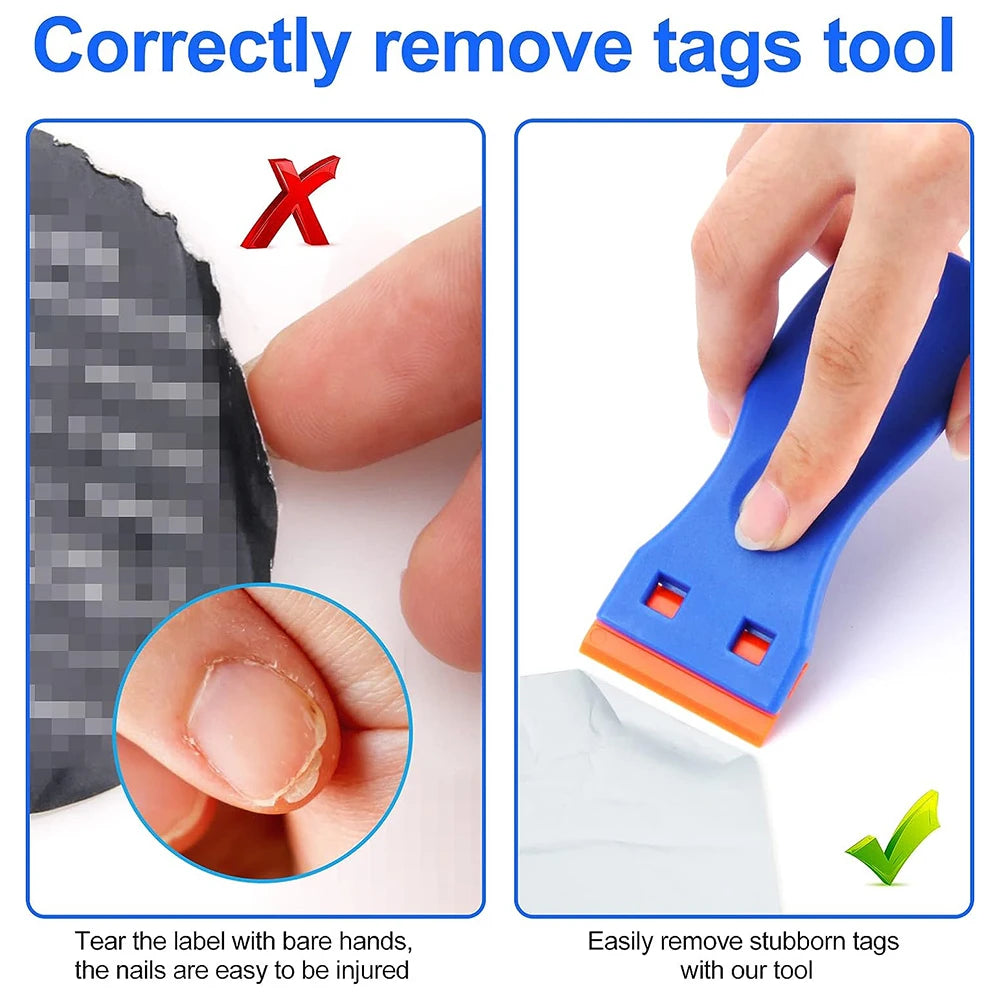 Raspador de cuchillas de afeitar de plástico con cuchillas de plástico, herramienta de limpieza para pisos, estufas, ventanas de automóviles y vidrios. 