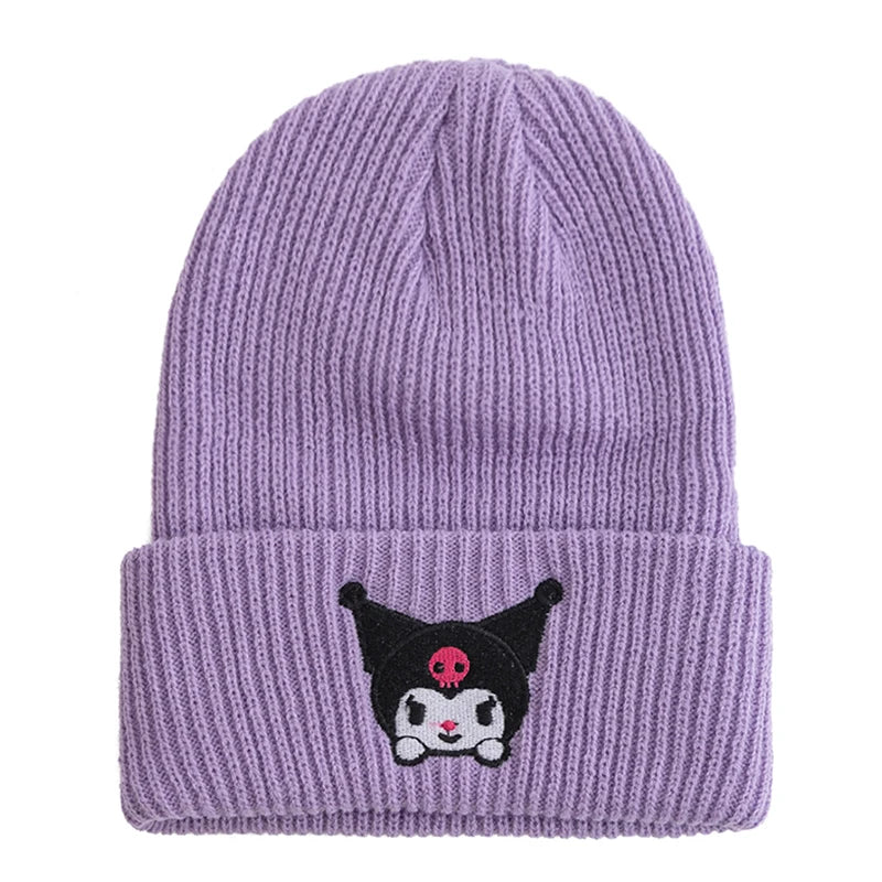 Hot Sale Saniro Hello Kitty Beanie Hat Women Cute Cartoon Cinnamoroll Melody Kuromi Winter Knitted Cap