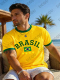 Summer New Brasil National Flag 3D Print T-shirt For Men Outdoor Sports Short-Sleeve Surfing O-neck Tees Casual Kids/Adult Tops