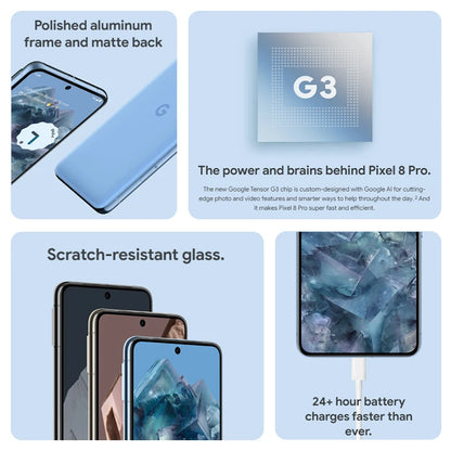Versión global: Google Pixel 8 Pro 5G, Google Tensor G3, pantalla OLED LTPO de 6,7 pulgadas y 120 Hz, cámara principal de 50 MP, batería de 5050 mAh, IP68.