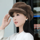 High Quality Cold Protection Women's Beret Solid Color Imitation Mink Winter All-Match Hat Light Luxury Thick Warm Hat