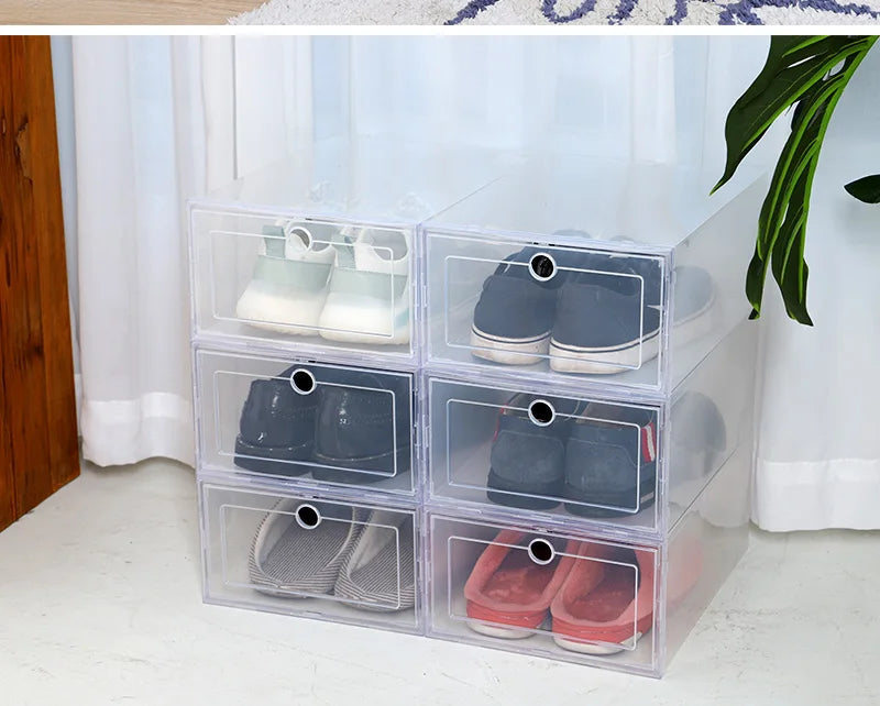 6pcs/set Antioxidant shoe cabinet High Transparent slippers sneakers storage shoes box dustproof shoe organizer box