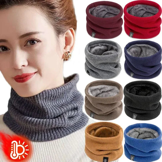 New Warm Neck Cover Neckerchief Winter Plush Muffler Woolen Knitting Fashion Solid Color Men Women Cold-proof Scarf Outdoors