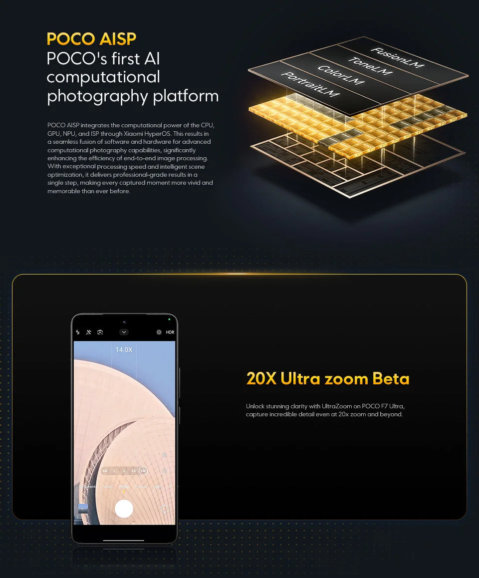 New POCO F7 Ultra Global Version Smartphone Snapdragon®8 Elite 50 MP triple camera with 6.67 "120Hz OIS and 120 W NFC power