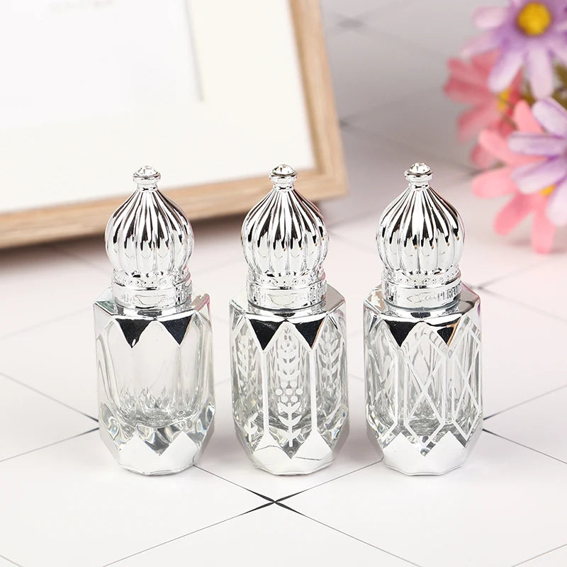 Mini Glass Roll on Bottle Hot Stamped Silver Rollerbal Essential Oil Container Blending Perfume Bottle Empty Essential OilBottle