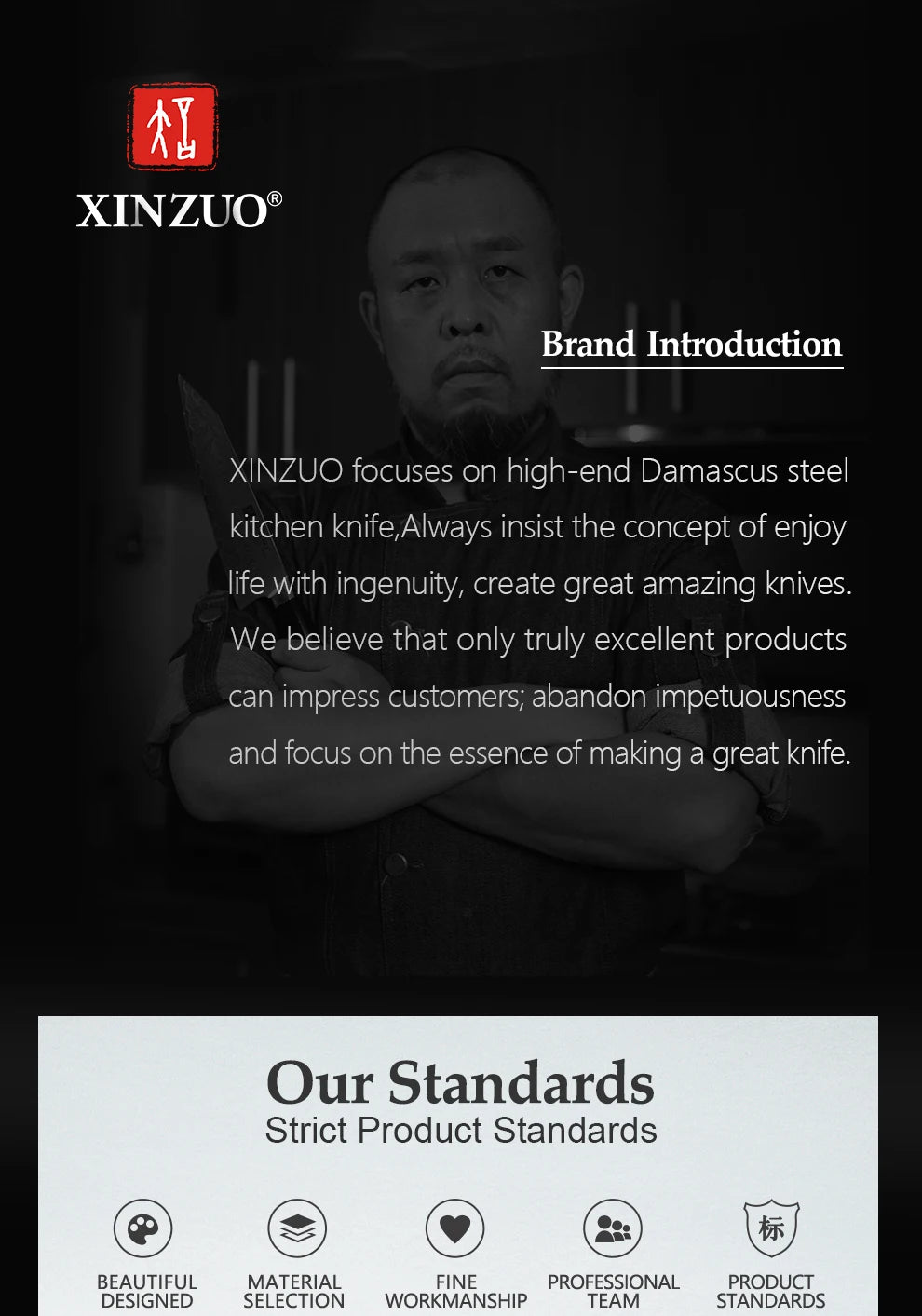 XINZUO Professional Full 7 PCS Knife Set German 1.4116 Stainless Steel Kitchen Knives Sets Best Kitchen Slicing Santoku Tool