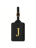 PU Leather Luggage Tag for Travel - Durable Suitcase ID Tag with Privacy Cover & Name Card Slot (A-Z) liu