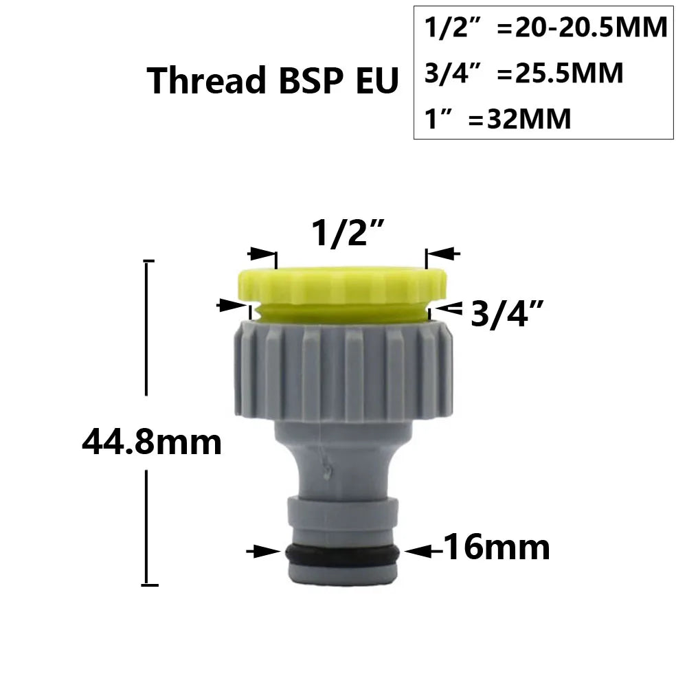 Conector rápido para manguera de jardín, acoplador de tubería de 1/2, 3/4 y 1 pulgada, conector de agua de parada, junta de reparación de 16/20/32 mm, accesorio para sistema de riego