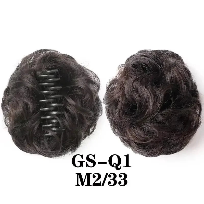 Coque despojado com piranha claw clip aplique de cabelo cacheado