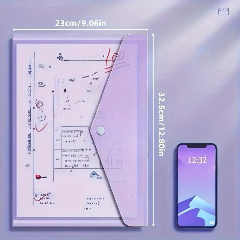 10pcs A4 Transparent Plastic File Folders, Waterproof PP Document Storage Bags - For Student Test Papers & Office Organization