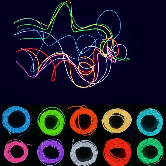 Flexible Neon Light 1M/2M/3M/5M EL Wire LED Neon Dance Party Atmosphere Decor Lamp Rope Tube Waterproof Multicolor LED Strip Red