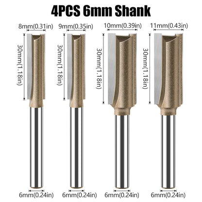 6mm Shank CNC Straight Bit Flush Trim Single Double Flute Router Bit Tungsten Carbide Milling Cutter Woodworking Tools