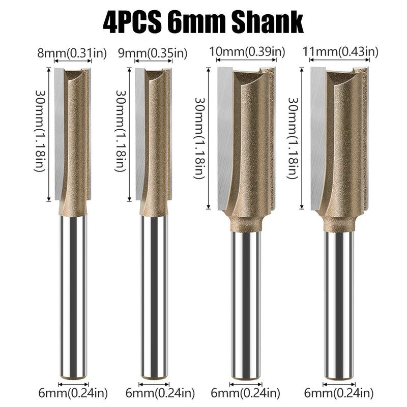 6mm Shank CNC Straight Bit Flush Trim Single Double Flute Router Bit Tungsten Carbide Milling Cutter Woodworking Tools