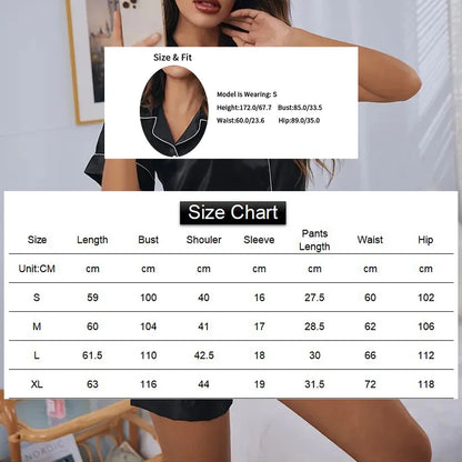 Conjunto de pijama de satén de seda para mujer, conjunto de pijama de dos piezas, ropa de dormir, pijama con botones, pijama de mujer de 2 piezas, conjunto de pantalones cortos para estar en casa