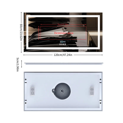 LUVODI Large Illuminated Bluetooth Bathroom Mirror Rectangle Anti-fog LED Bathroom Vanity Mirror with Bluetooth Speaker 3 Color
