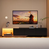 Comanlai 240cm Modern TV Cabinet with LED Lights  Living Room TV Cabinet with 3 Drawers and Open Storageextendable TV Stands