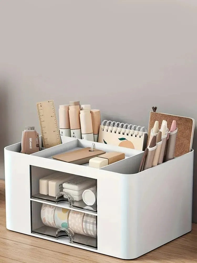 1PC Pen Organizer With 2 Drawer Multi-Functional Pencil Holder For Desk Holder Storage Box For Desk Office Supplies Vanity Table