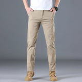 Men's High Quality Pure Cotton Classic Solid Color Casual Pants Business Stretch Slim Straight Brand Trousers Male Autumn New