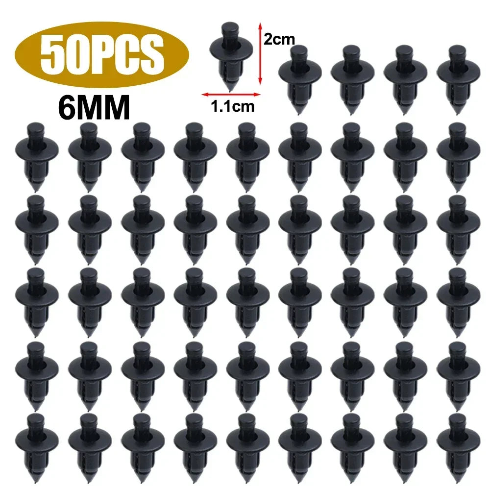 Remache de plástico para carenado de coche, clips de sujeción para panel, 3 tamaños, pasador de presión, 6 mm, 7 mm y 8 mm, para interior, 100/50 unidades