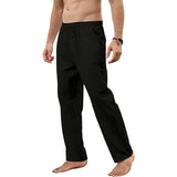 Men's Cotton Linen Pants Loose Breathable Casual Solid Color Long Pants Large Size Streetwear Fitness Lightweight Yoga Trousers