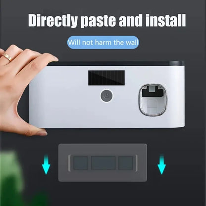 1 Intelligent Toothbrush Sterilizer, Wall Mounted Toothbrush Holder with Toothpaste Dispenser, Toothbrush Disinfection Device