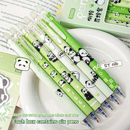 Capybara Erasable Pens 6pcs Refillable Ink Gel Pen Smudge-Free Cute Animal School Supplies for Students Office Stationery Gifts