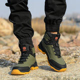 Rotary Buckle Men's Work Boots Safety Steel Toe Indestructible Shoes Anti-smash Puncture-Proof Work Shoes 38-47
