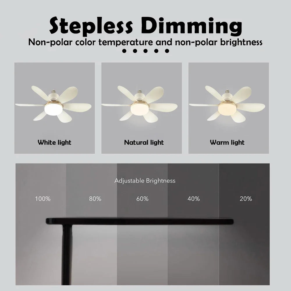 E26 E27 Base Home-use LED Ceiling Fan Light Wireless Remote Smart Fan Light 42cm 52cm Ceiling Fan for Room Office Study Kitchen