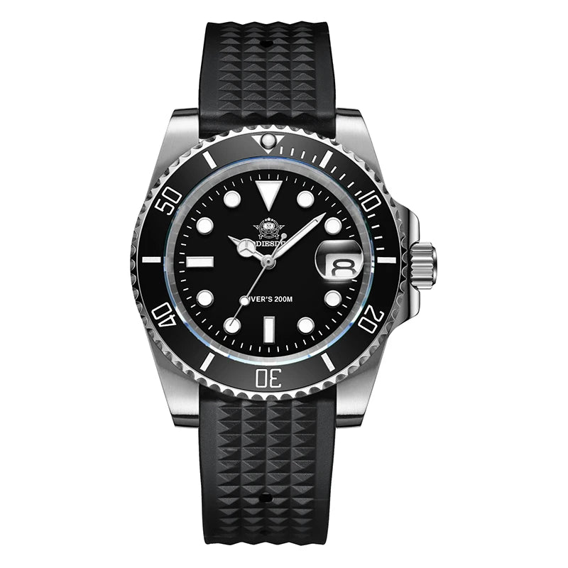 ADDIESDIVE Quartz Watch for Men 316L Stainless Steel Super Luminous Ceramic Bezel 200m Waterproof Classic Diving Men's Watch
