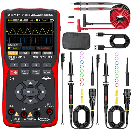 ZOYI ZT-703S Two-Channel Oscilloscope, Multifunction Signal Generator, 3-in-1 High-Precision Electrician Tool