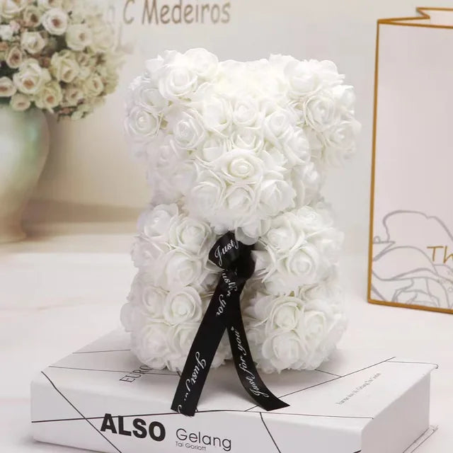 Rose Bear New Valentine's Day Gifts 25cm Flower Bears Artificial Floral Decorations Mother's Day Gift for Girlfriend Festival and 