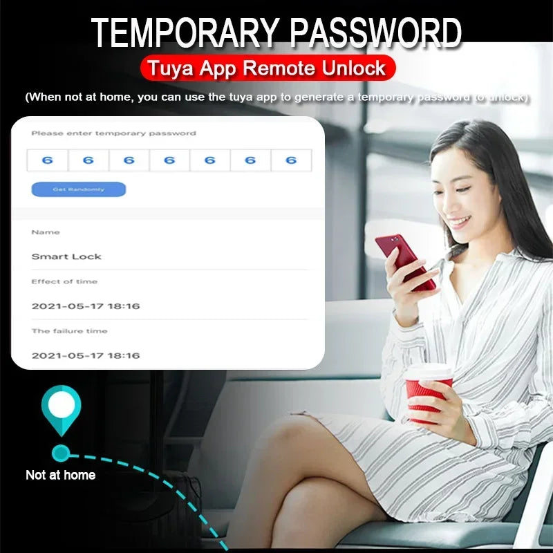 H4 Tuya Electronic Lock Wifi Smart Door Lock Fingerprint Lock Password IC Card Key USB Charge For Smart Home