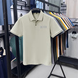 Cotton100% Men's Summer High Quality Short Sleeves Polo Shirt Lapel Button Letter Printing T-Shirt Business Leisure Men Clothing