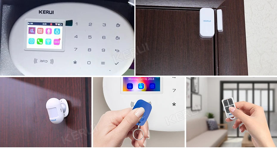 KERUI WIFI GSM Alarm System Kit W202 Home Security Protection Tuya Smart Support Alexa with Motion Detector Door Opening Sensor