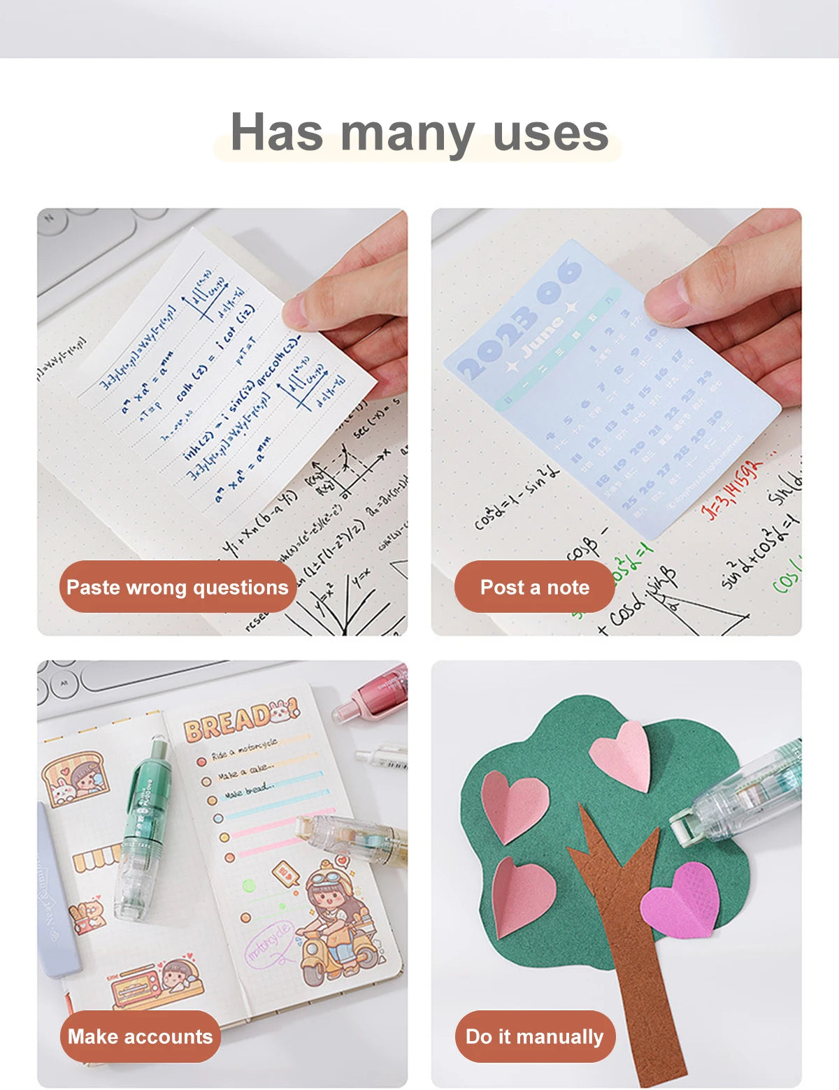 12Pcs/Set Transparent Dot Dispensing Double-sided Tape Replaceable Refills Handbook Dot Glue Stationery School Office Supplies