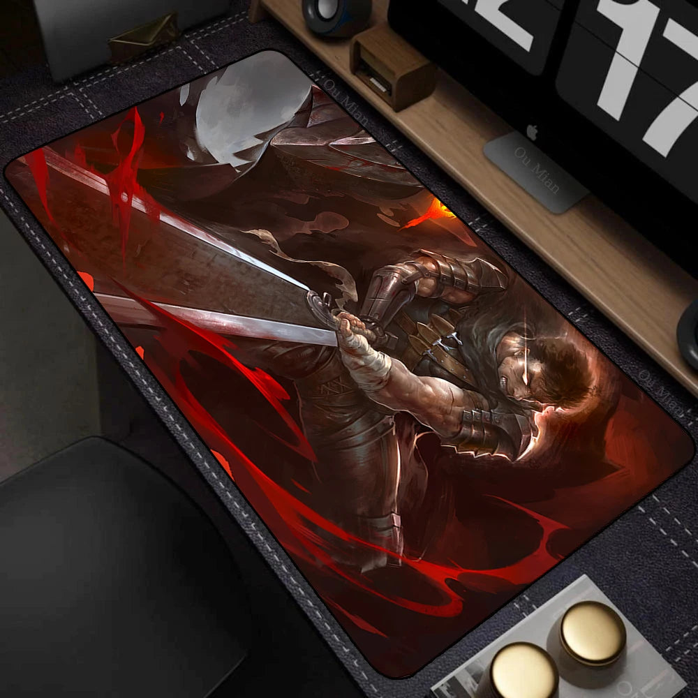 Anime Berserk Mousepad Big Deskmat With Lockrand Office Pc Computer Accessories Mouse Pad Gaming Prime Gaming XXL Keyboard Mat