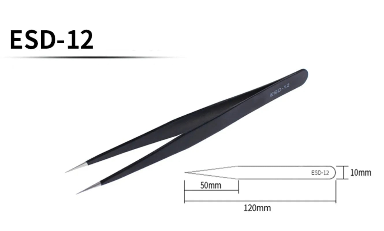 2/6pcs Precision Tweezers Set ESD Anti-Static Stainless Steel Tweezers Repair Tools for Electronics Repair Soldering Craft Tools