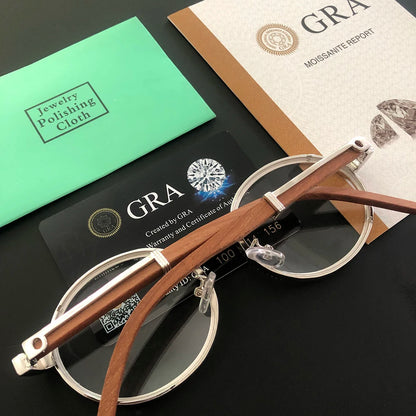 New Moissanite Glasses S925 Silver Wood Body Real Diamond Glasses For Women Men Luxurious Jewelry Pass Tester With GRA Free Ship