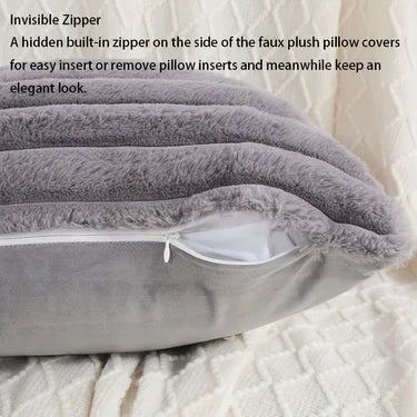 1pc  Plush Decorative Throw Pillow Cover Fuzzy Striped Soft Throw Pillow Covers Cushion Covers for Sofa living room Bedroom