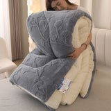 Thick Warm Imitation Lambswool Winter Blanket for Bed, Soft Jacquard Coral Fleece Quilt, Double-Sided Plush Weighted Blanket 5kg