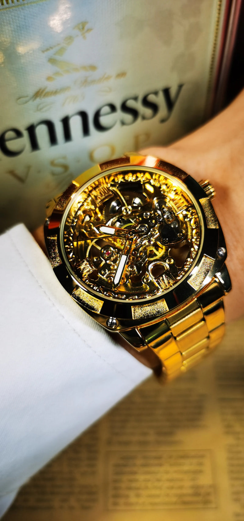 Forsining Square Skeleton Mechanical Watches Luxury Engraved Movement Retro Automatic Watch for Men Steel Strap Luminous Hands