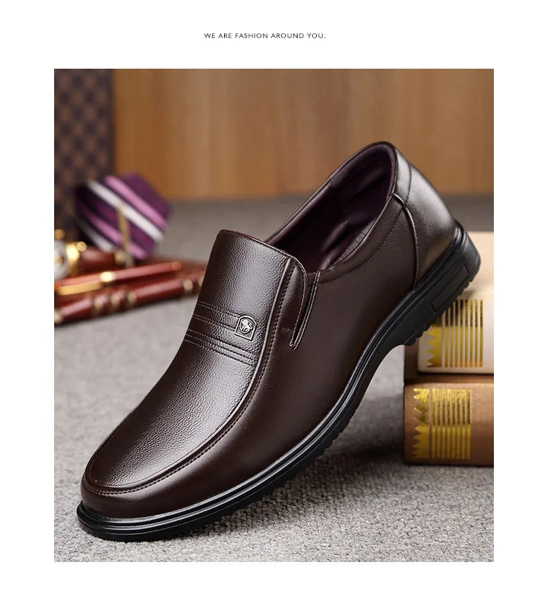 Leather Men Formal Shoes Luxury Brand 2025 Men's Loafers Dress Moccasins Breathable Slip-on Black Driving Shoes Plus Size 38-46