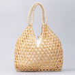 Handmade Woven Beaded Handbag For Women Exquisite Hollow-out Wooden Beaded Shoulder Bag Female Beach Bag