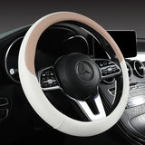 Perforated Nappa Leather Car Steering Wheel Cover Warm in Winter and Cool in Summer, Universal 15 Inch,  Anti-Slip, Odorless