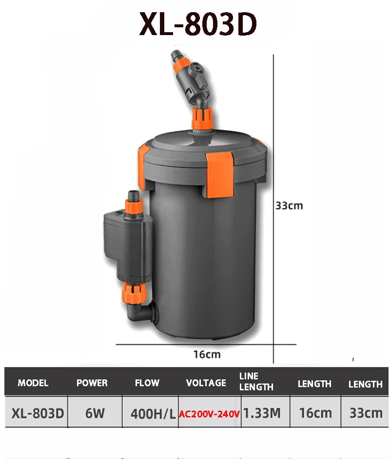 220V-240V Ultra-Quiet Aquarium Filters External Pump Aquarium Filter Bucket Silent Filter Barrel For Fish Tank Grass Accessories