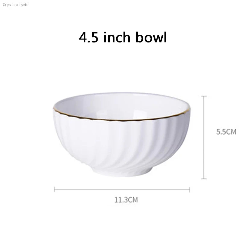 1pc Dish And Plates Bone china Dinner Set China Health Tableware White Ceramic Fruit tray  Soup plate Bowl Dish Gift Porcelain
